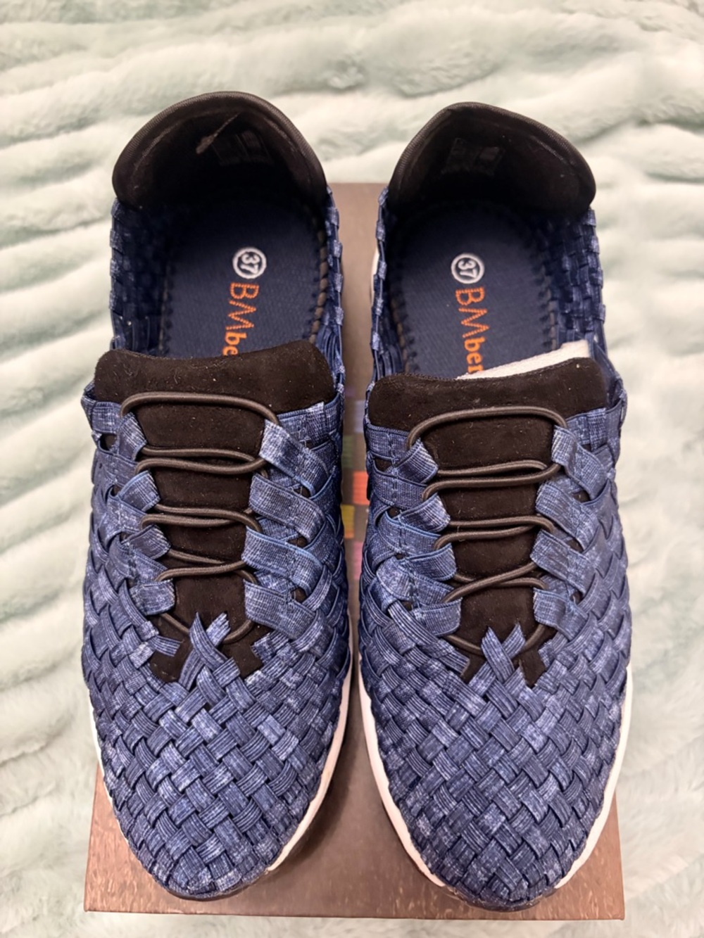 Bernie Mev Woven Slip-On Sneakers — Denim Blue